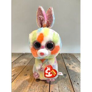 Ty Beanie Boos Bloomy Bunny Plush Multicolor Sparkly Ears & Feet 6" Collectible